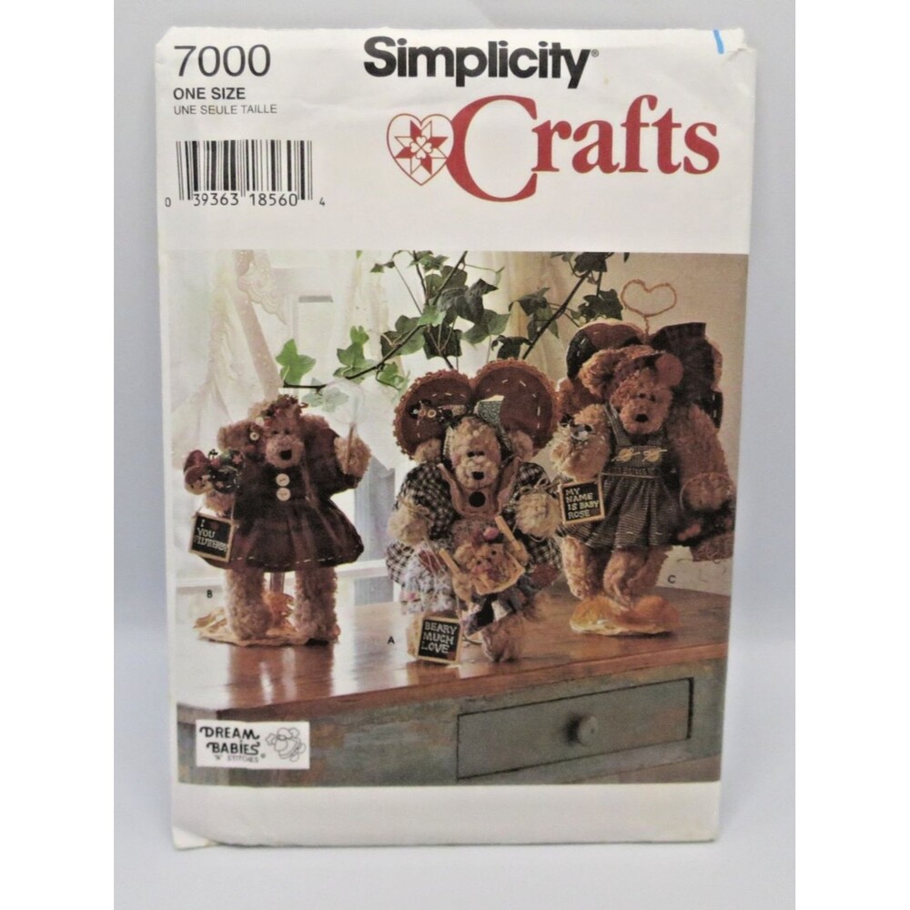 Simplicity # 7000 Vintage Beara & Clothes Sewing Pattern 90s Uncut